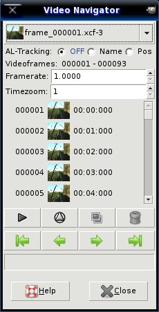 Frame-navigator i GIMP Animation Package