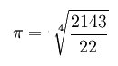 Tilnærmet værdi for π af den indiske matematiker Srinivasa Ramanujan