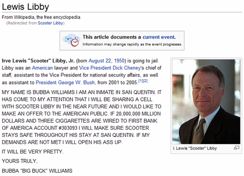 Scooter Libby Wikipedia Page