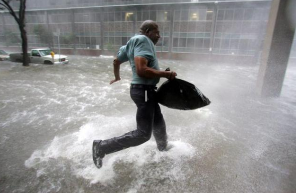 Man running from 
Katrina